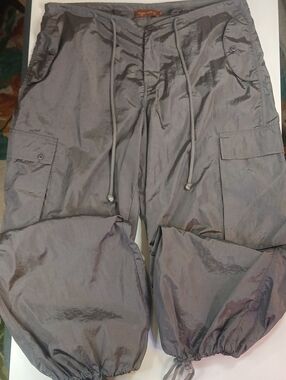 Beige Botany Casual Men's Gray Cargo Joggers with Drawstring Cuffs